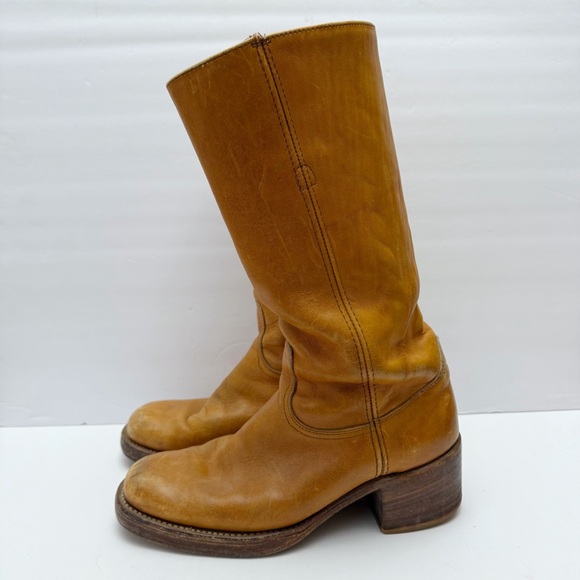 Vintage Frye 2556 Campus Boots Cognac Leather USA Made Black Label MENS Sz 9 D - Picture 4 of 14